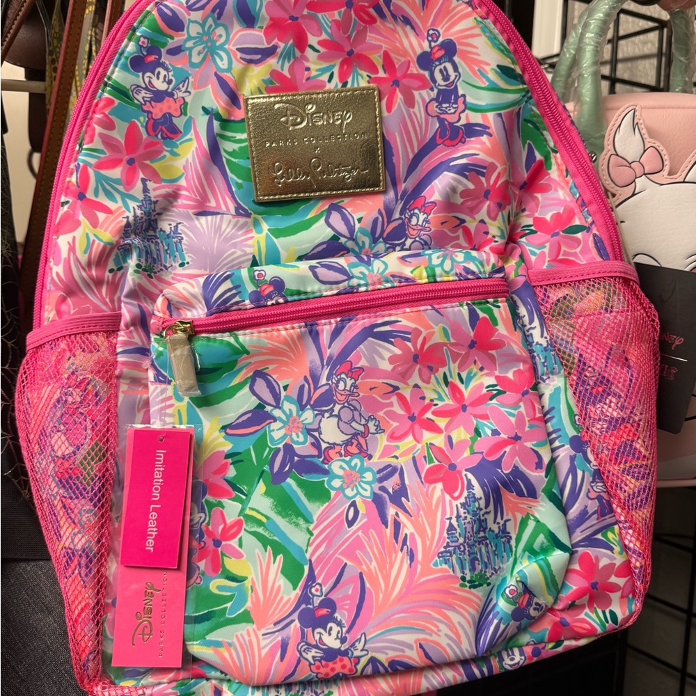 Disney Parks x Lilly Pulitzer Backpack Minnie Mouse Daisy Duck Cinderella Castle